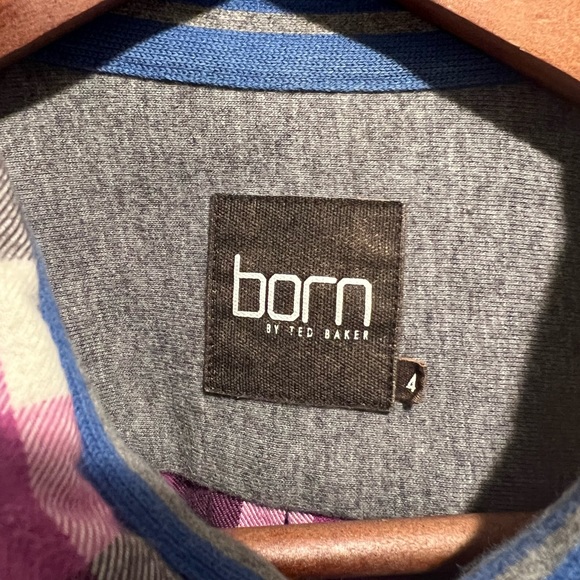 BORN BY TED BAKER Purple, Black & White Checked Flannel Shirt, Ted sz. 4/Large - Picture 4 of 8